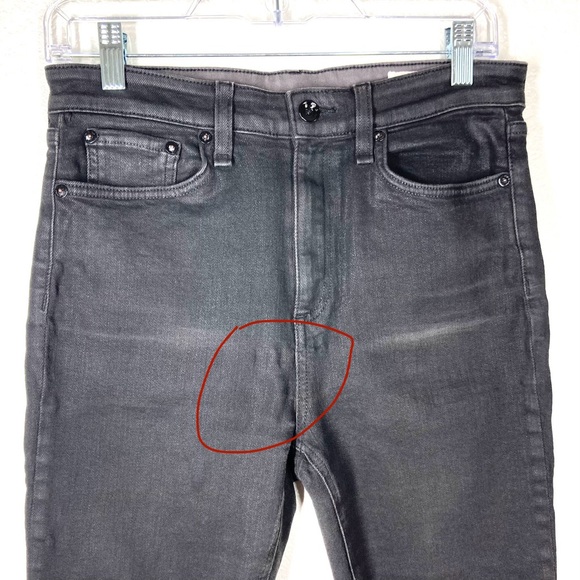 Rag & Bone Women's Nina High Rise Coated Black Ankle Skinny Jeans 28 Cotton - Picture 5 of 15